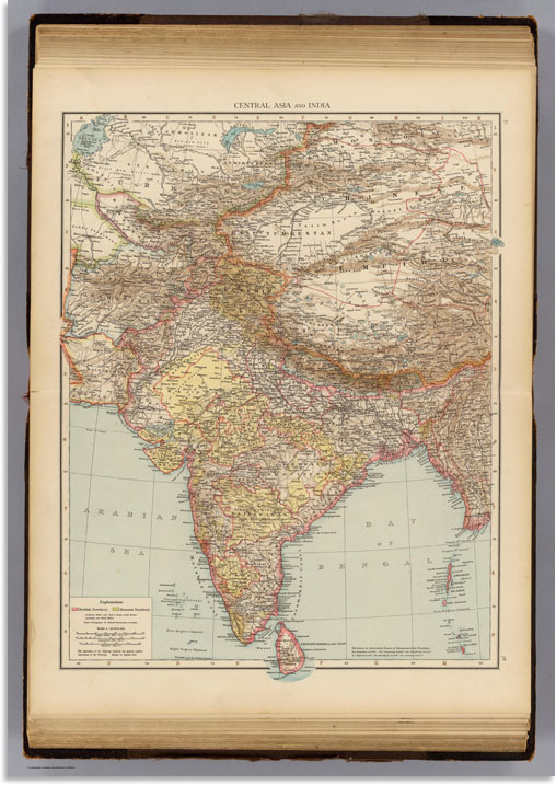 Central Asia India 1895 World Atlas