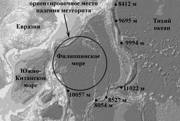 Физическая карта Филиппинского моря