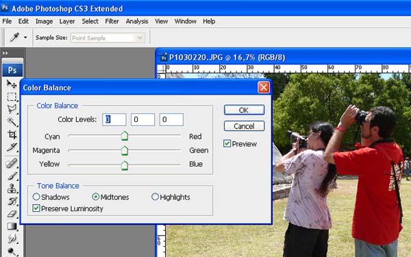 Шкала цветокоррекции программы Adobe Photoshop 
