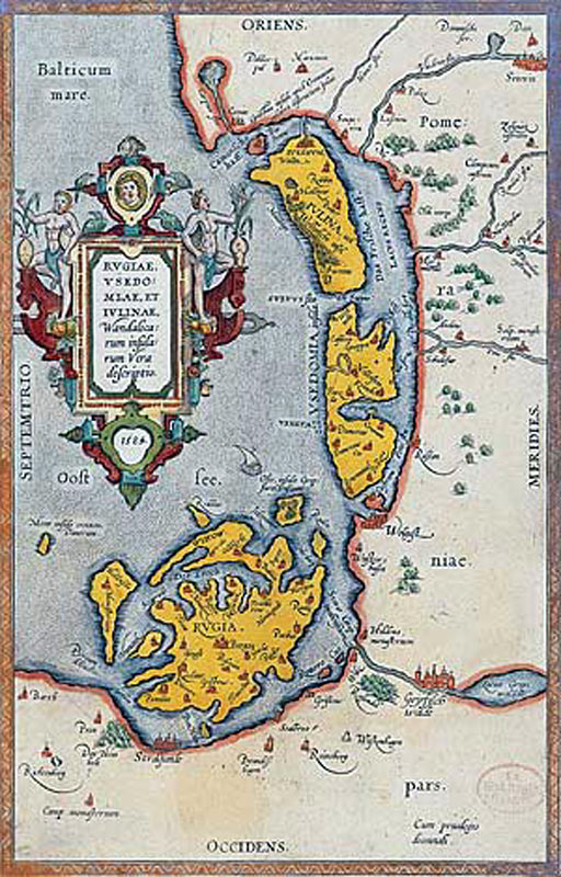 Карта Рюгена, Уседома и Юлина. Атлас Абрама Ортелиуса. Theatrum Orbis Terrarum, 1612