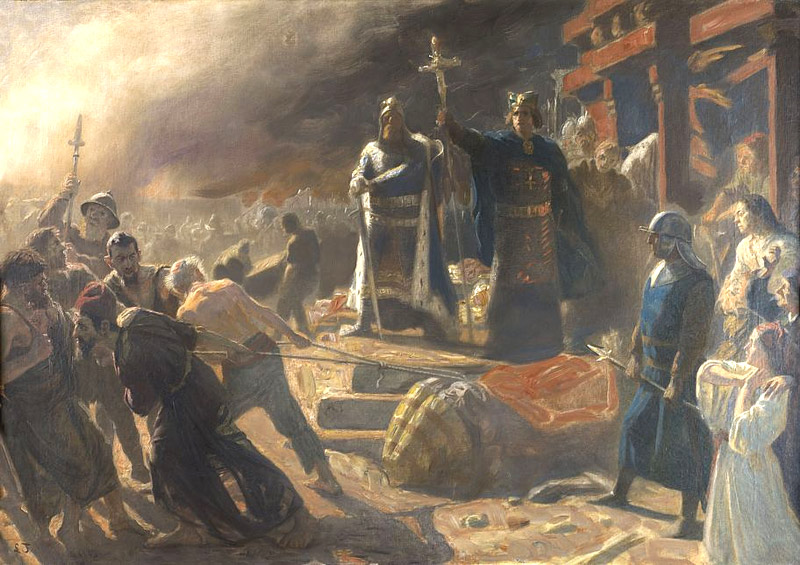 Епископ Абесаллон повергает статую Свентовида в Арконе. Laurits Tuxen