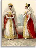 Фрейлины императрицы. Альбом «Придворных дамских нарядов», 1834 г.